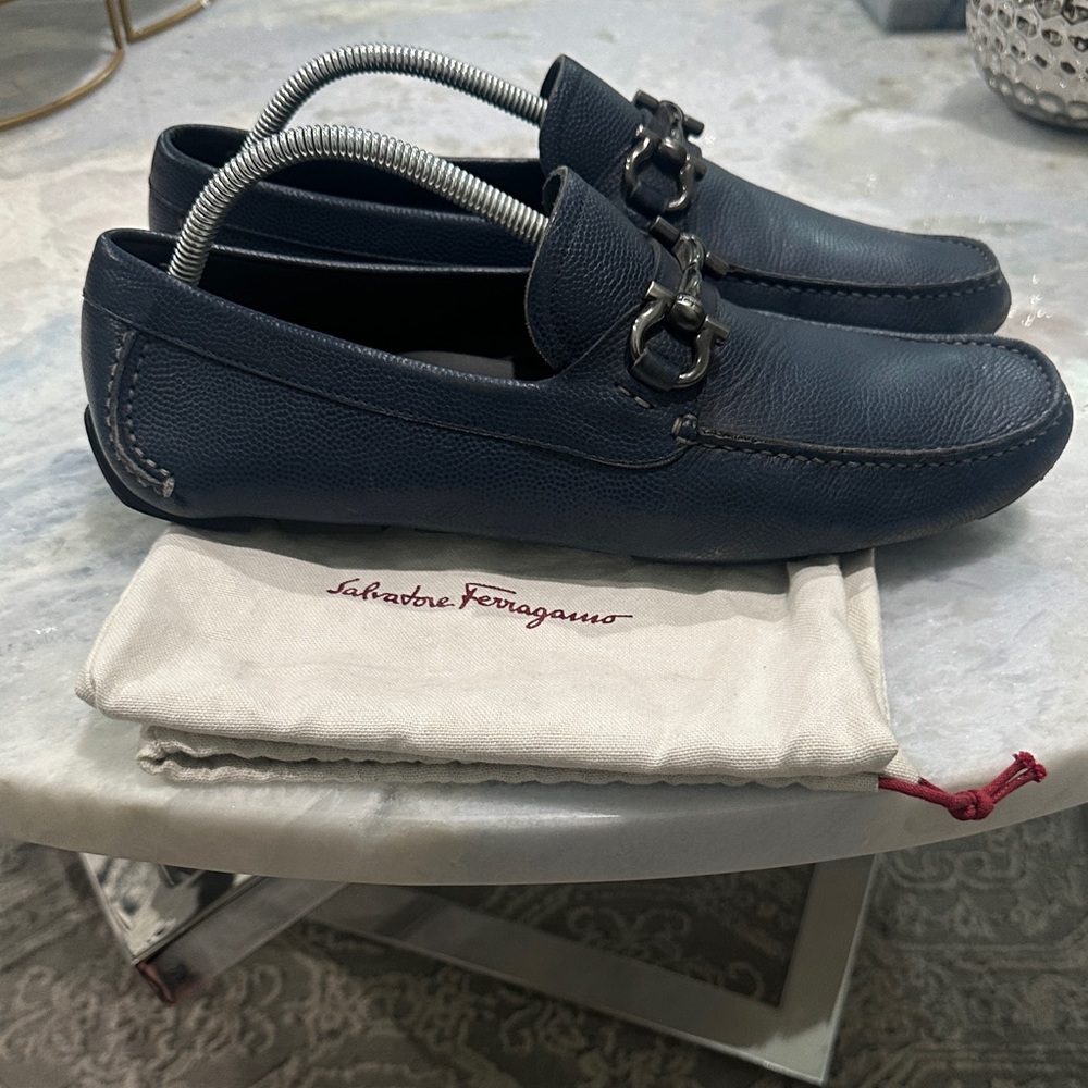 Salvatore Ferragamo Men's Navy Slip-On Loafers